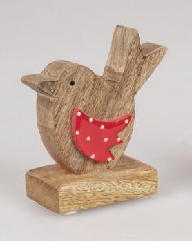 Vogel-Figur auf Holzsockel 13 cm
